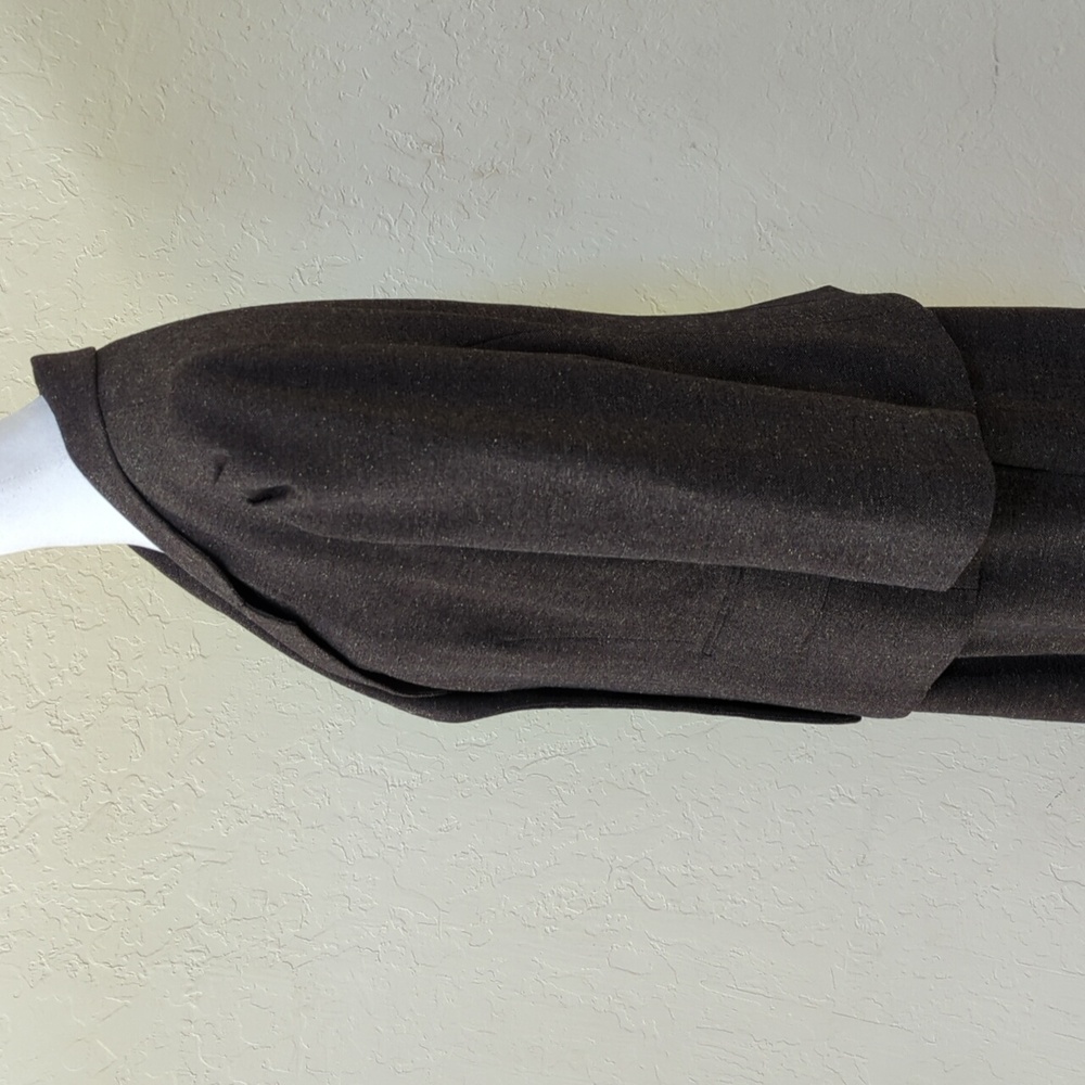 The Limited Brown Puff Sleeve Herringbone Tweed Tailored Suit Jacket Size Large - Picture 4 of 7